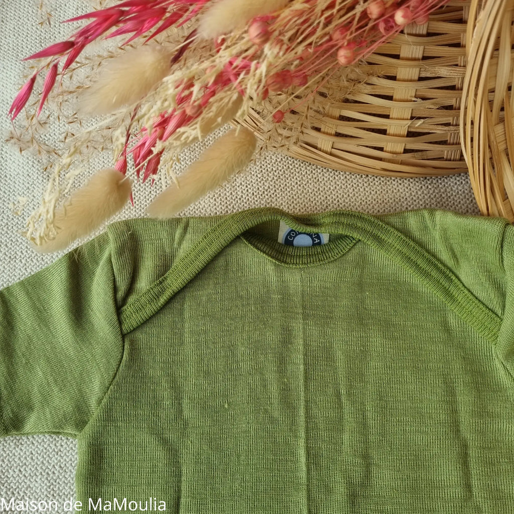 Cosilana - Body bébé manches courtes, laine-soie Cosilana