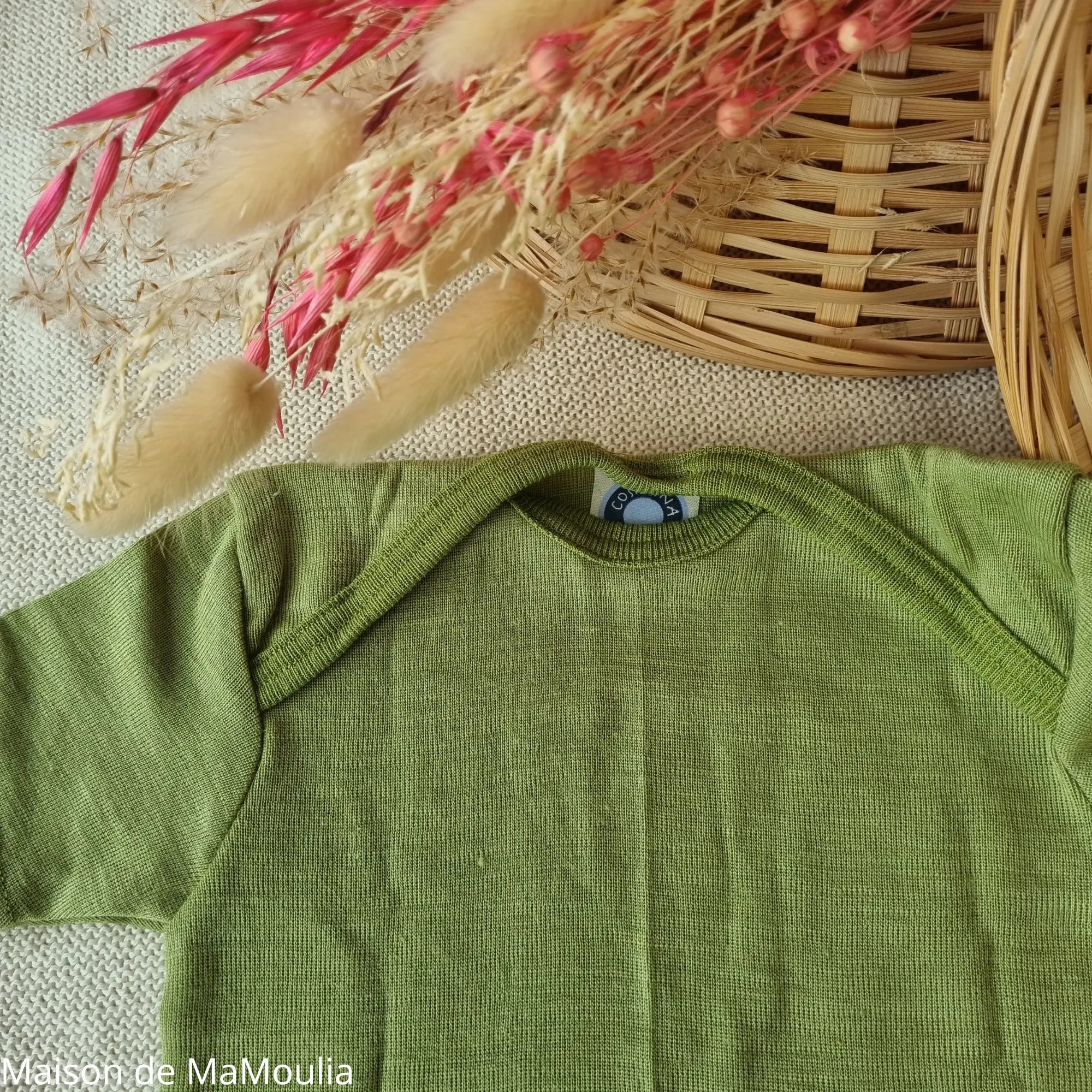 Cosilana - Body bébé manches courtes, laine-soie Cosilana