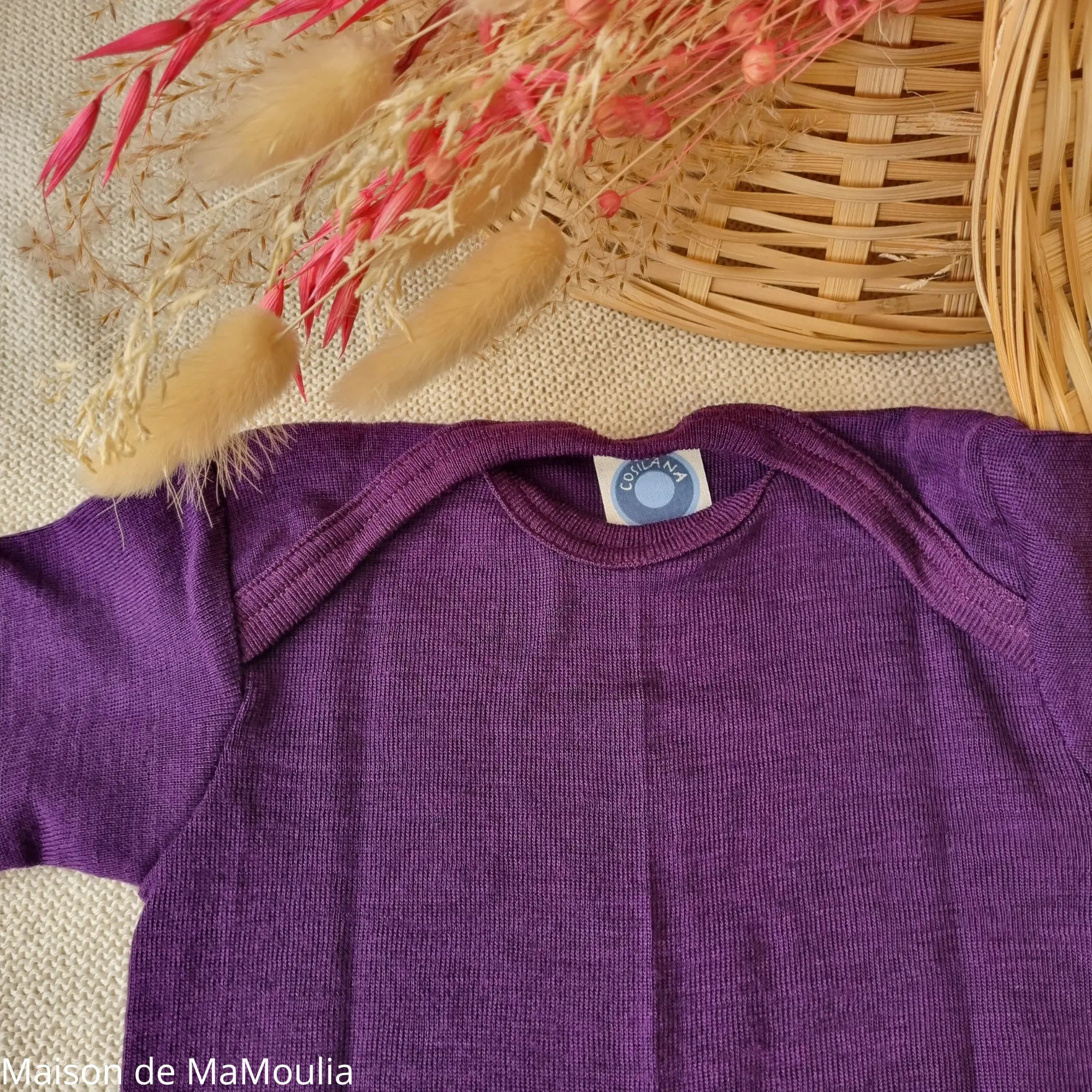 Cosilana - Body bébé manches courtes, laine-soie Cosilana