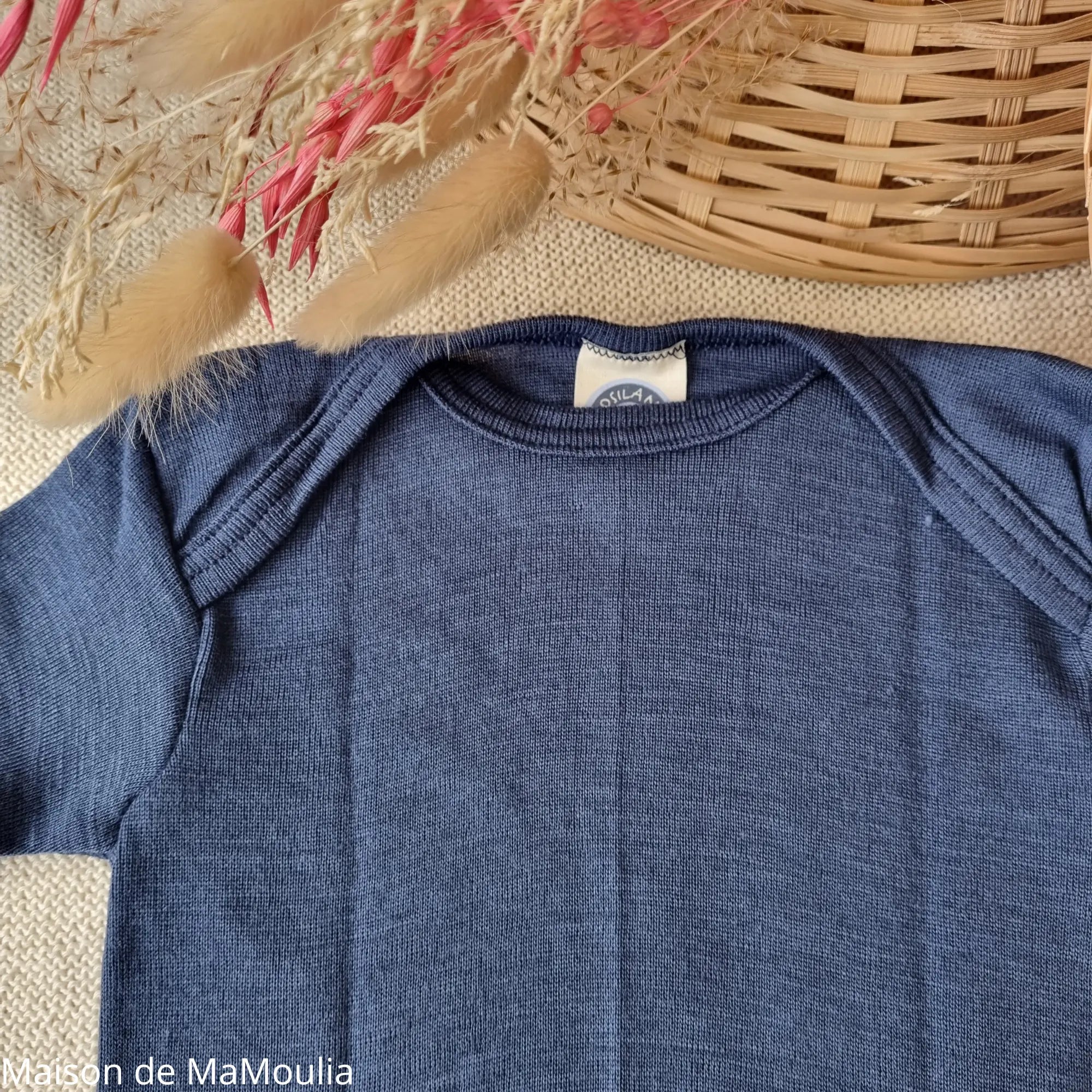 Cosilana - Body bébé manches courtes, laine-soie Cosilana