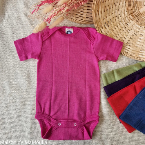 Cosilana - Body bébé manches courtes, laine-soie Cosilana