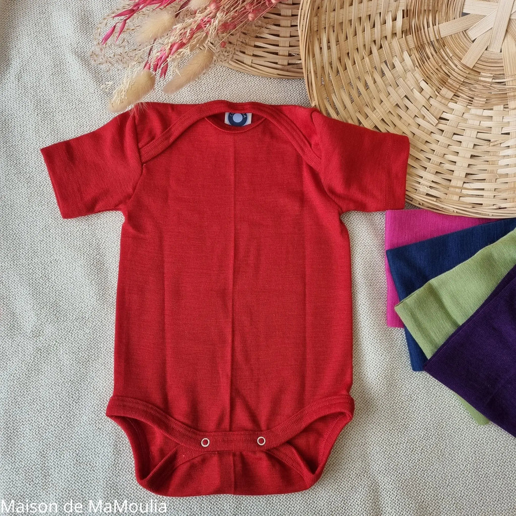 Cosilana - Body bébé manches courtes, laine-soie Cosilana