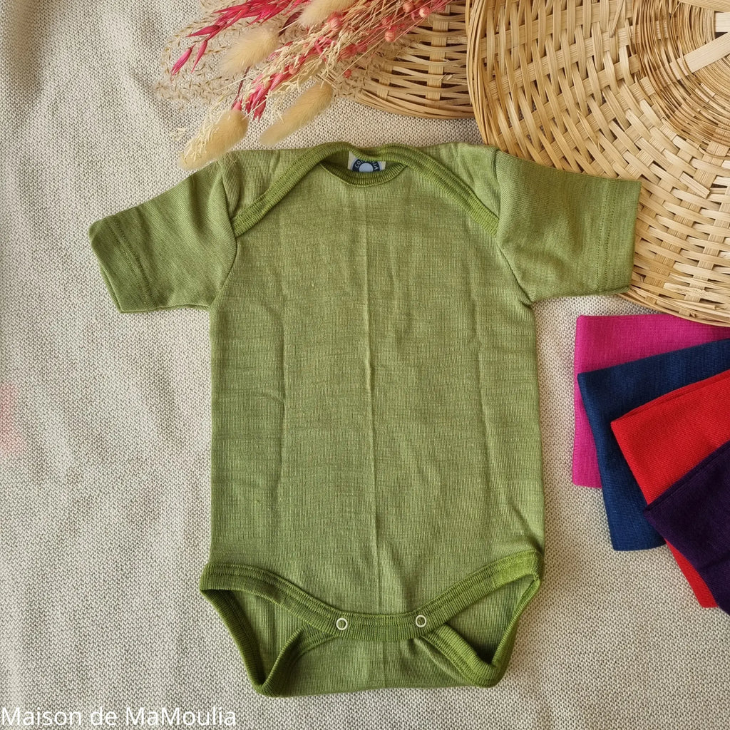 Cosilana - Body bébé manches courtes, laine-soie Cosilana