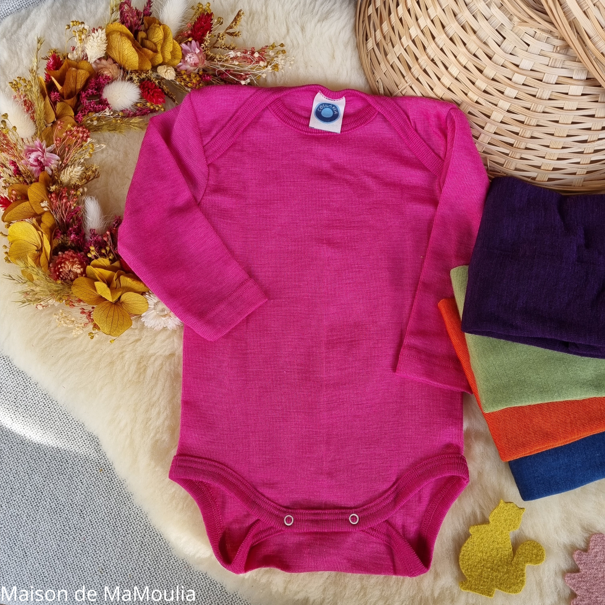 Cosilana - Body bébé manches longues, laine-soie