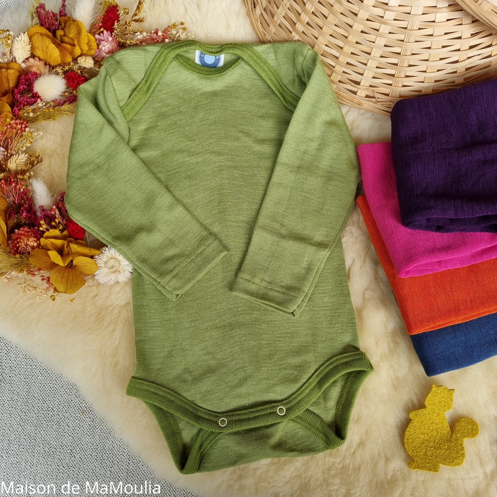 Cosilana - Body bébé manches longues, laine-soie