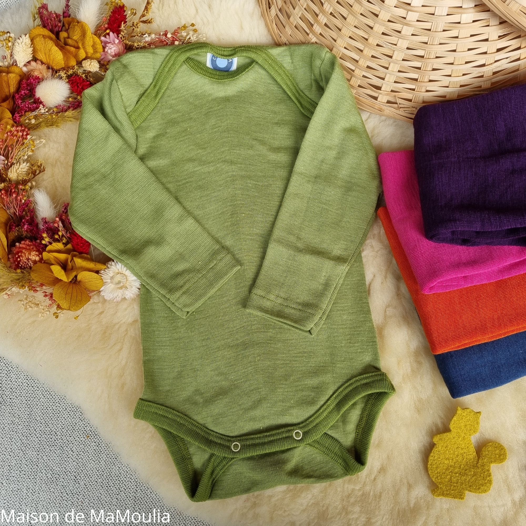 Cosilana - Body bébé manches longues, laine-soie