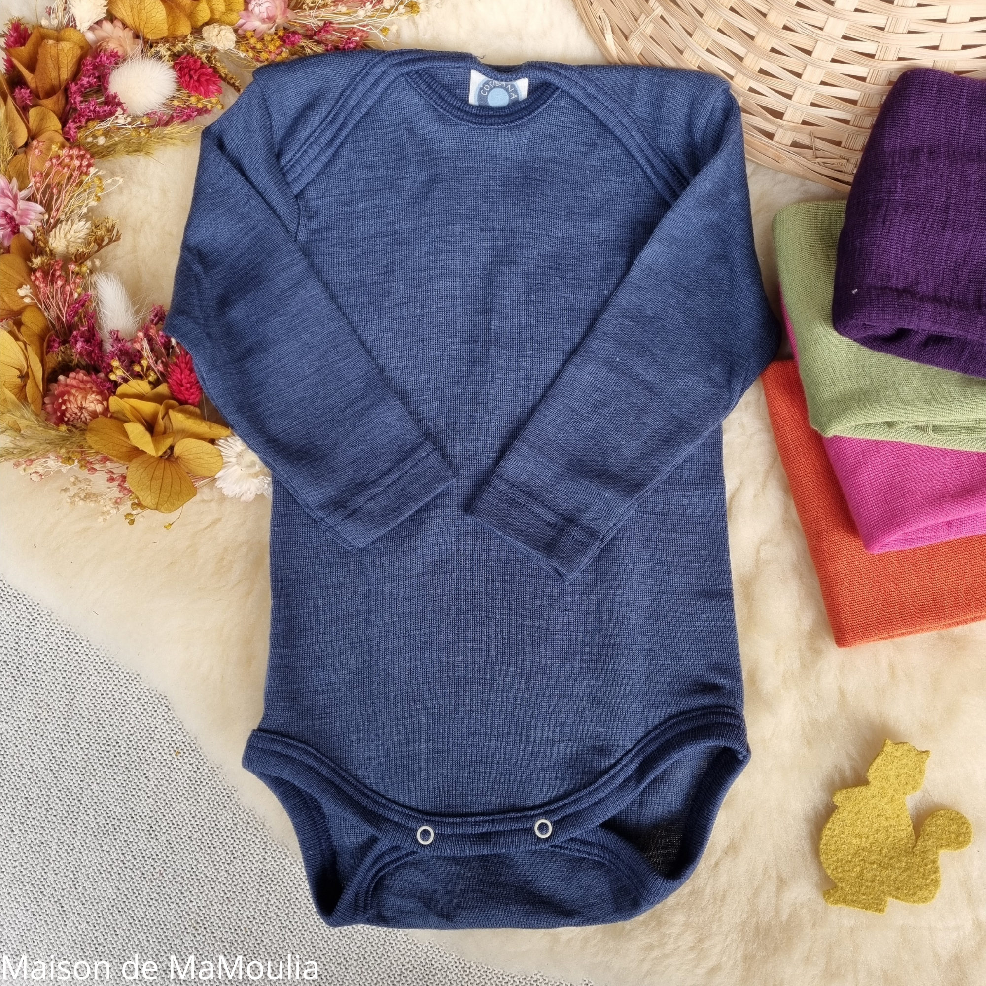 Cosilana - Body bébé manches longues, laine-soie