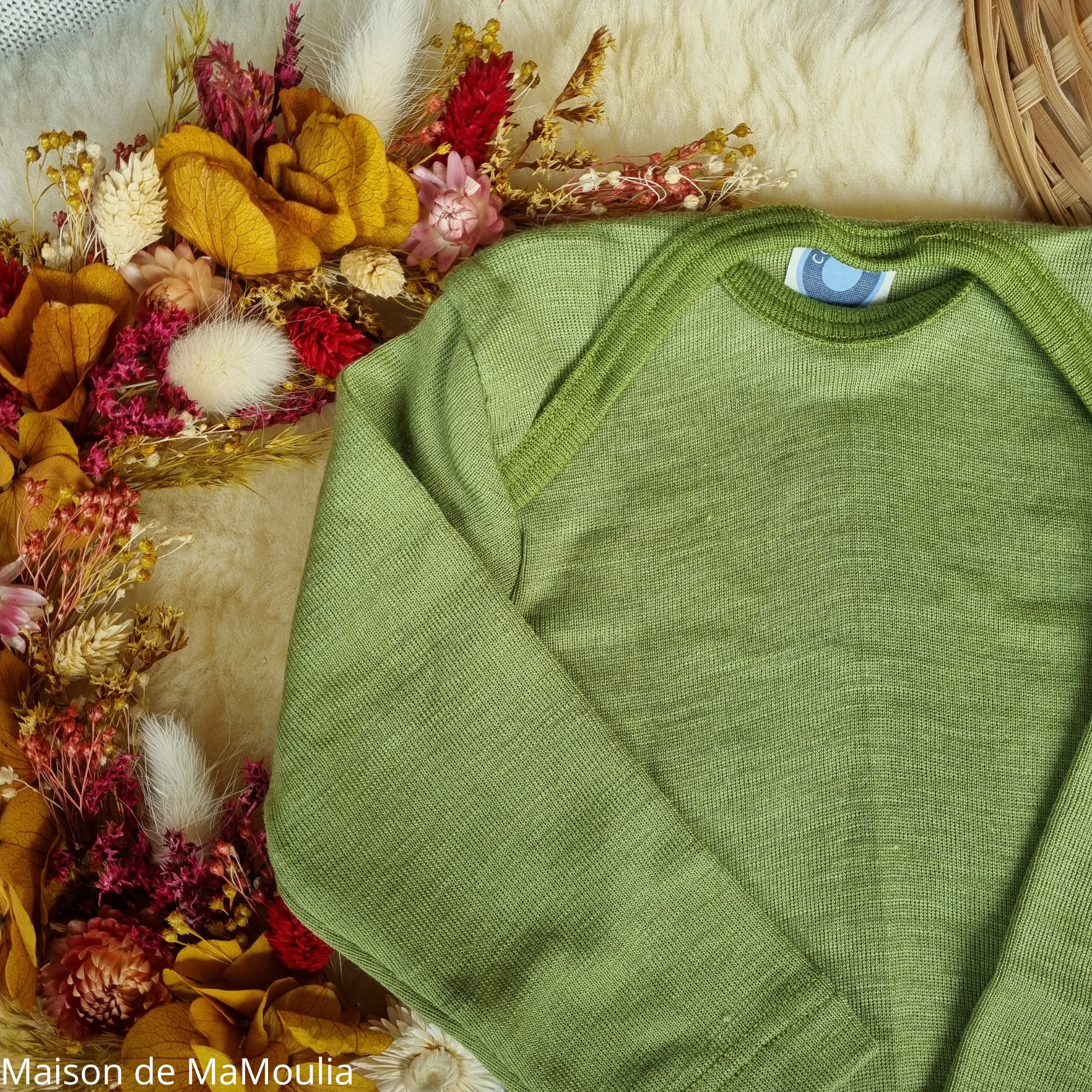 Cosilana - Body bébé manches longues, laine-soie