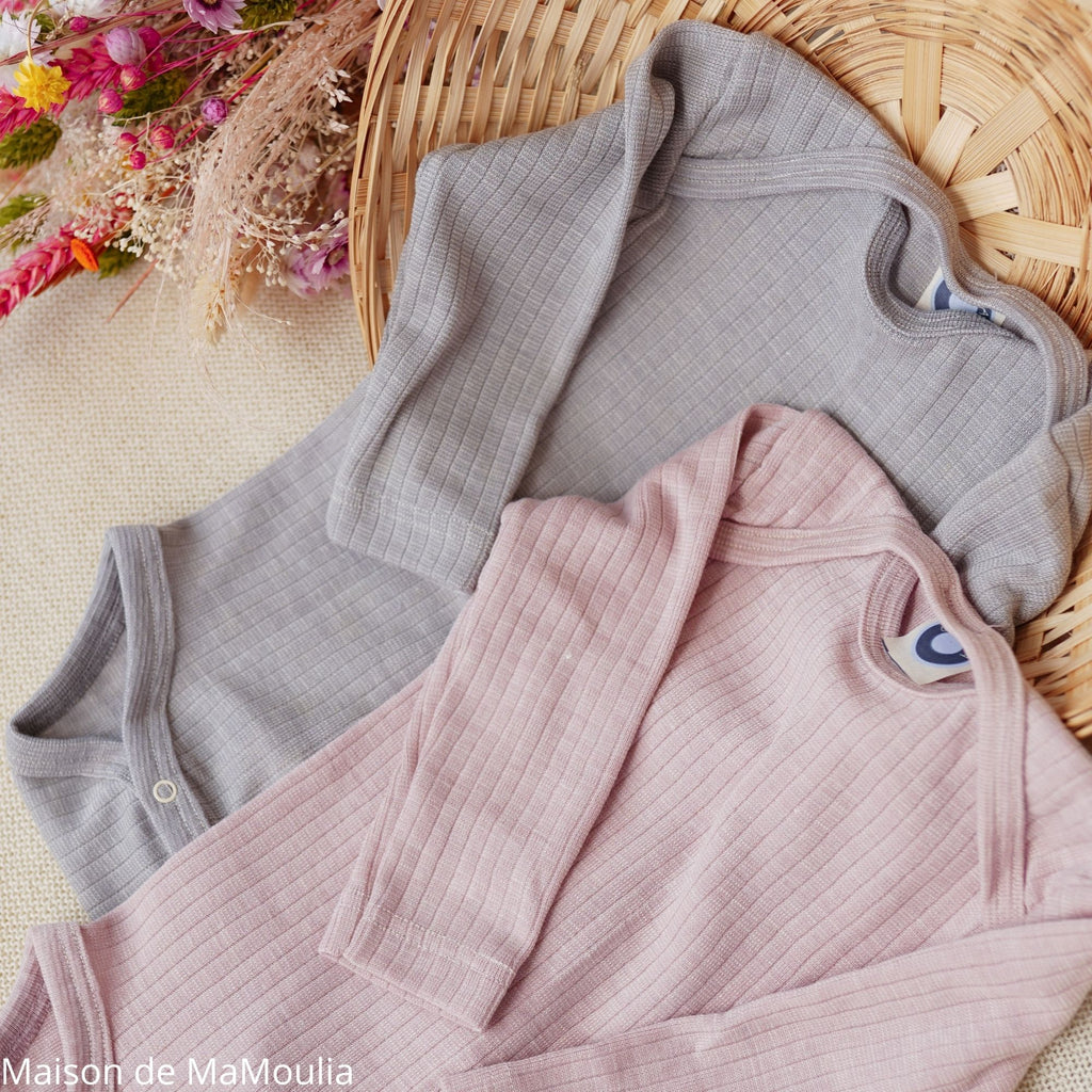 Cosilana - Body bébé manches longues, laine-soie-coton