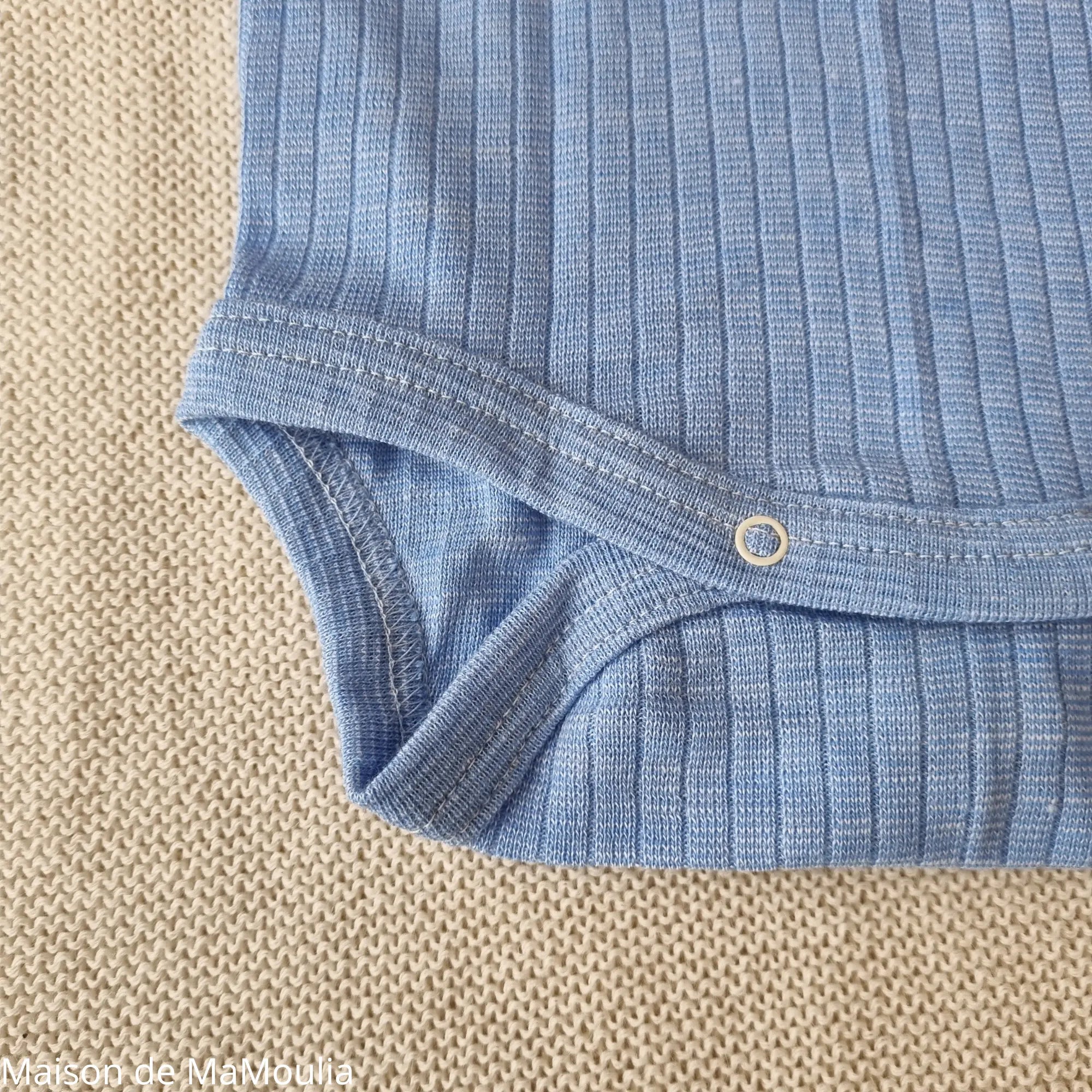 Cosilana - Body bébé manches courtes, laine-soie-coton Cosilana