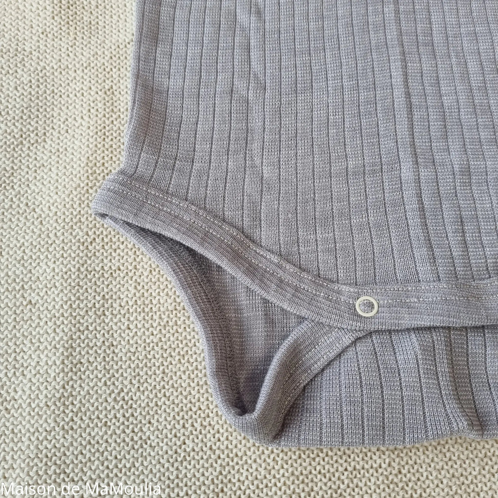 Cosilana - Body bébé manches courtes, laine-soie-coton Cosilana