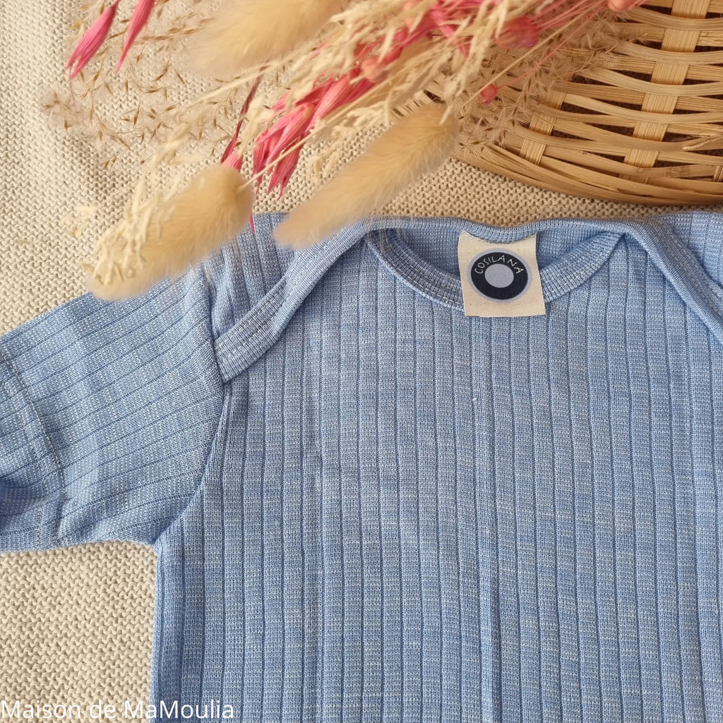 Cosilana - Body bébé manches courtes, laine-soie-coton Cosilana