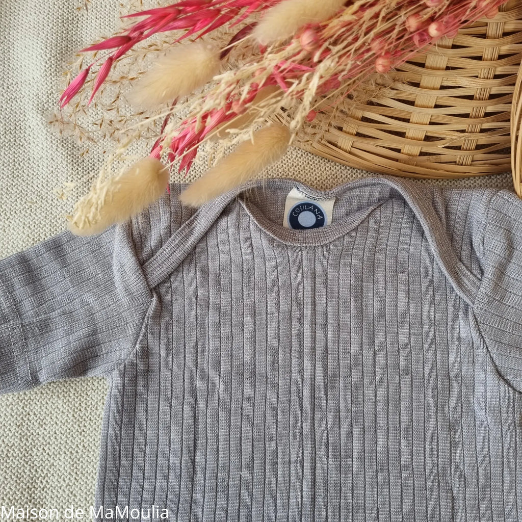Cosilana - Body bébé manches courtes, laine-soie-coton Cosilana