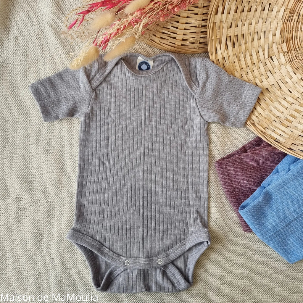 Cosilana - Body bébé manches courtes, laine-soie-coton Cosilana