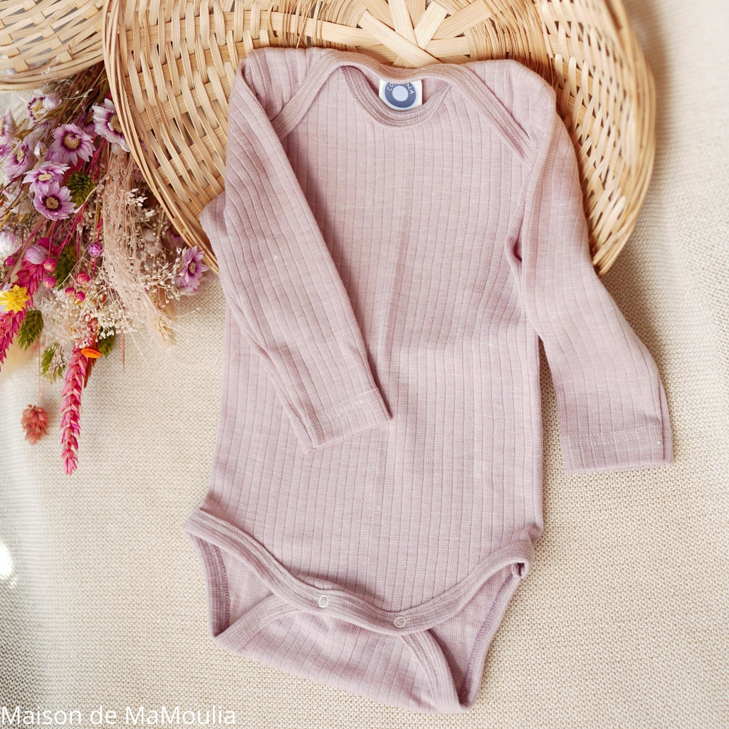 Cosilana - Body bébé manches longues, laine-soie-coton