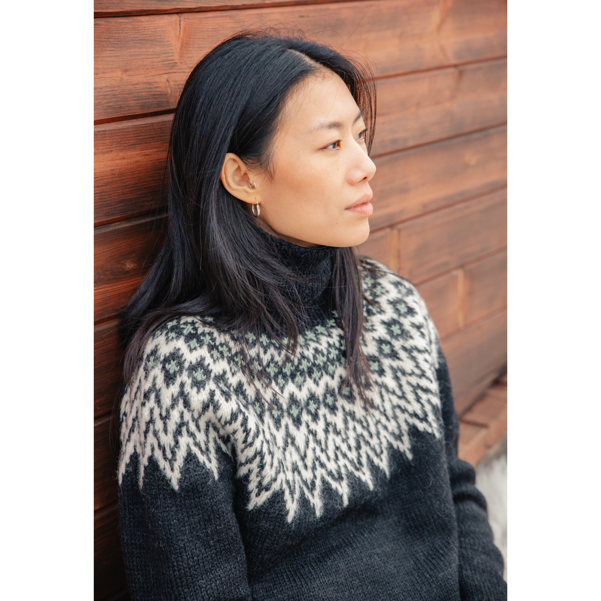 Fuza Wool - Pull Che Che col roulé laine mérinos, tricoté main