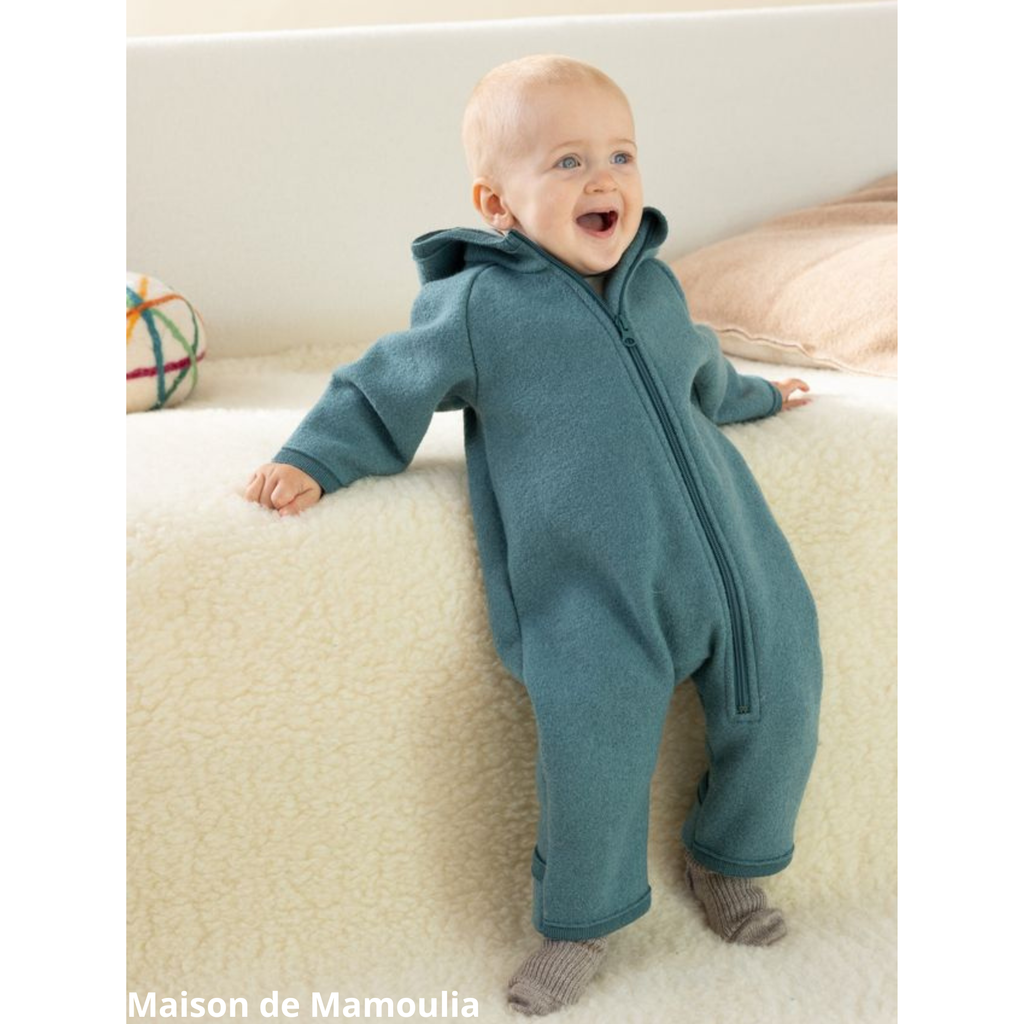 Disana - Combinaison bébé enfant, laine bouillie avec Zip