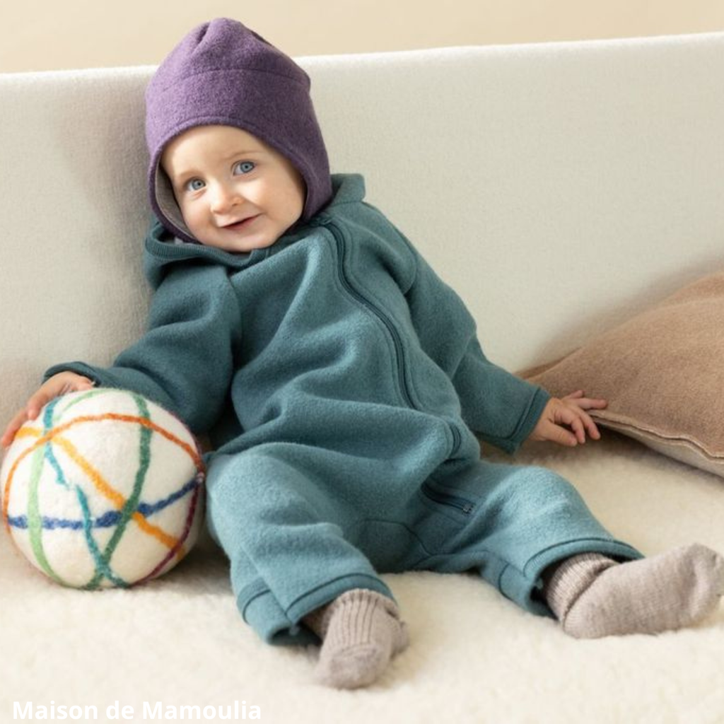 Disana - Combinaison bébé enfant, laine bouillie avec Zip