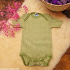 Cosilana - Body bébé manches courtes, laine-soie Cosilana