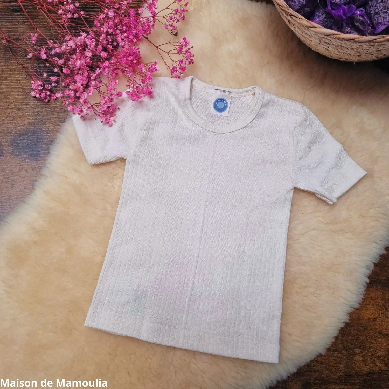 Cosilana - T-shirt manches courtes enfant, laine-soie-coton Cosilana