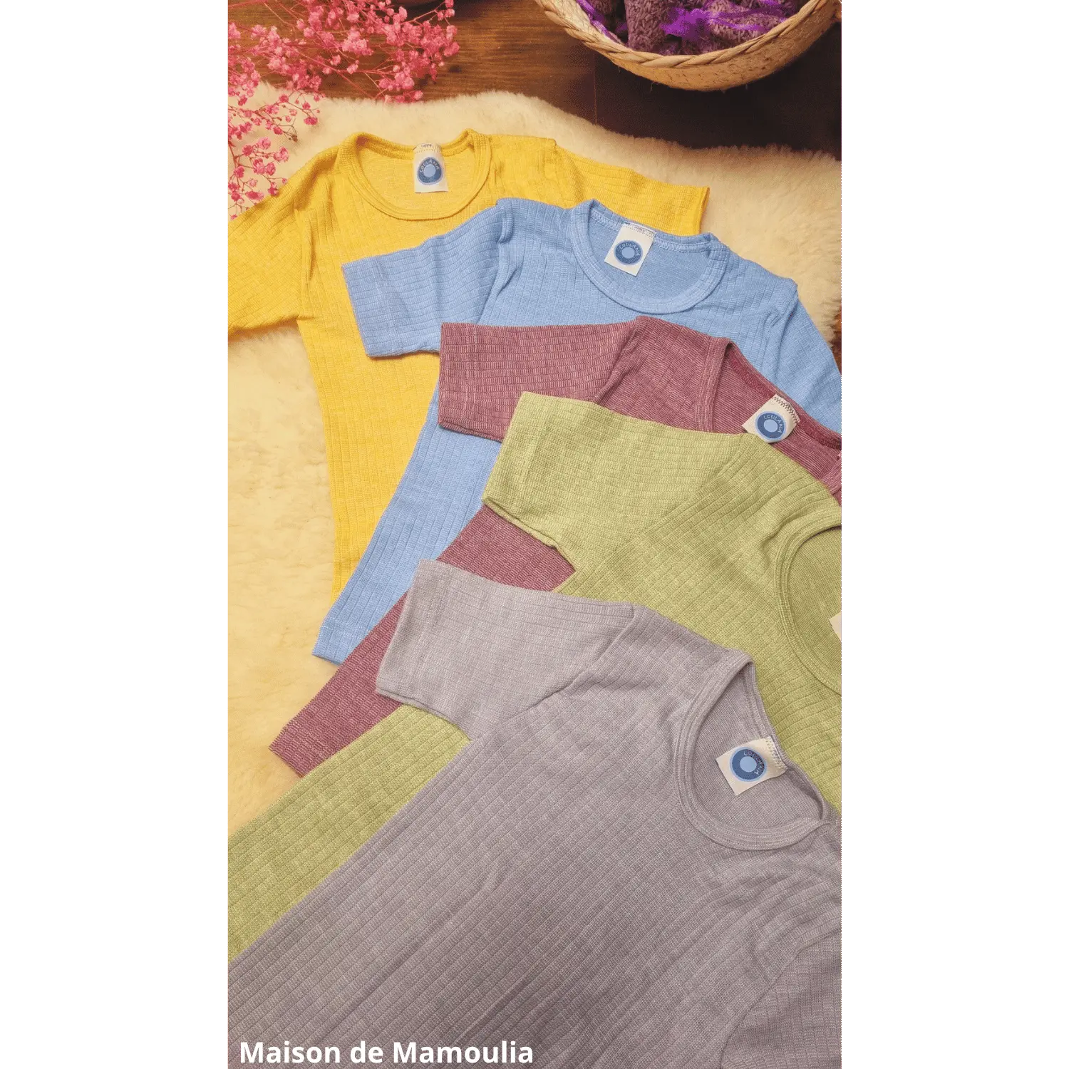 Cosilana - T-shirt manches courtes enfant, laine-soie-coton Cosilana