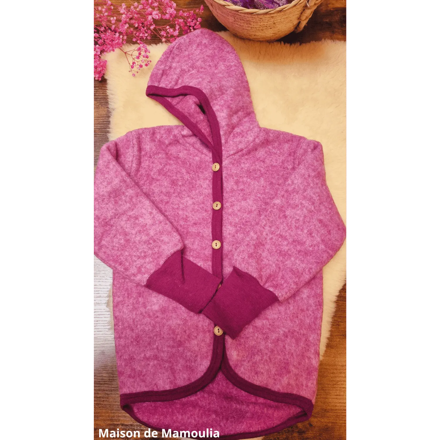 Cosilana - Veste à capuche enfant, laine polaire (laine & coton bio) Cosilana