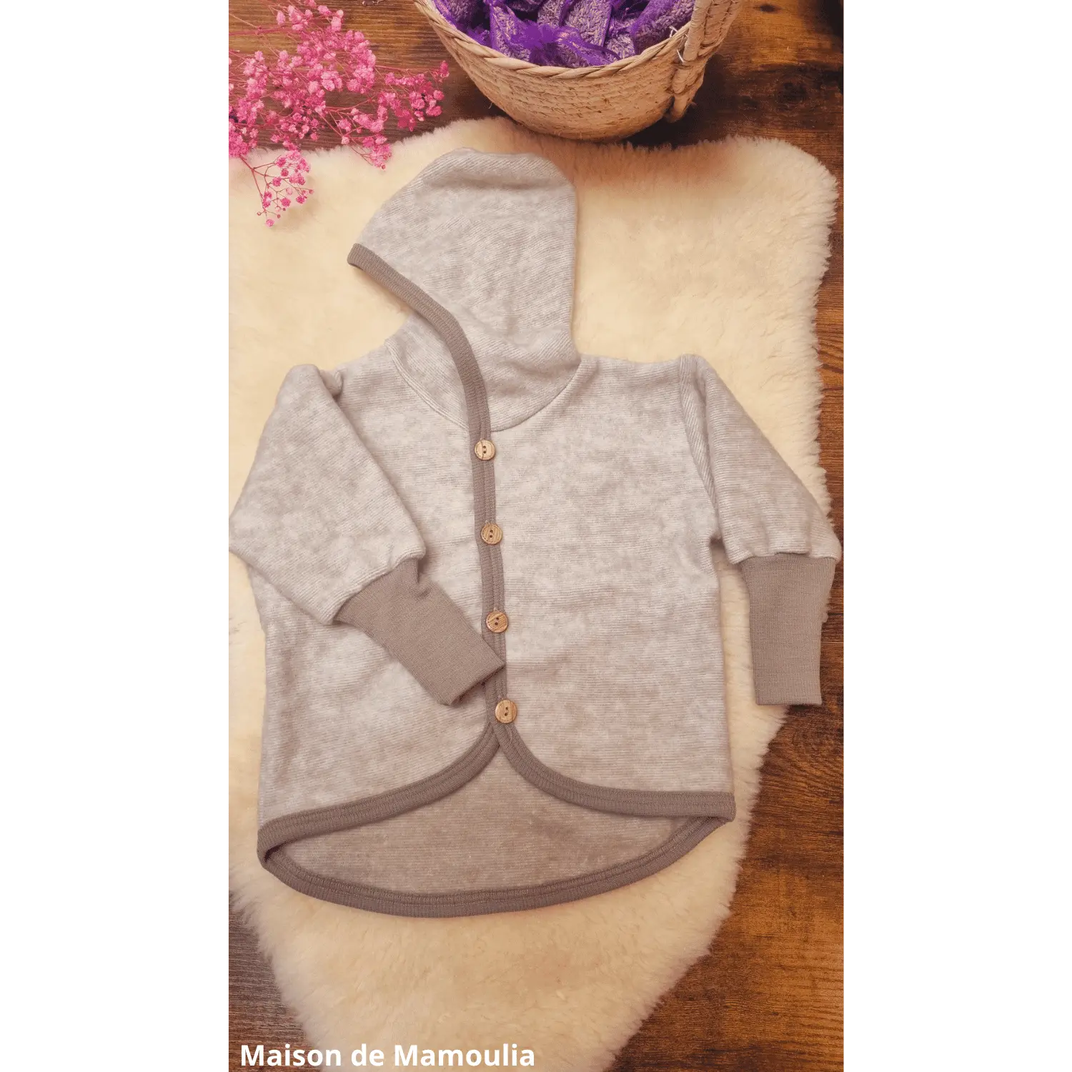 Cosilana - Veste à capuche enfant, laine polaire (laine & coton bio) Cosilana