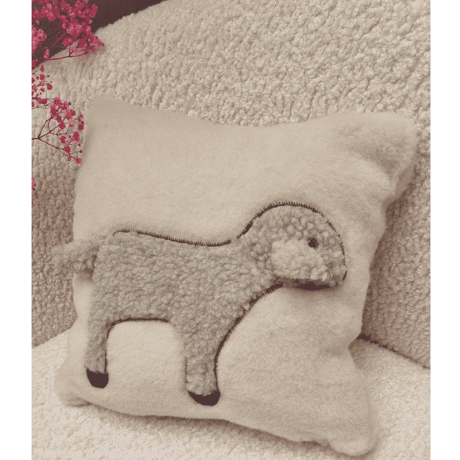 Coussin avec mouton - pure laine 40x40 cm - Maison de Mamoulia