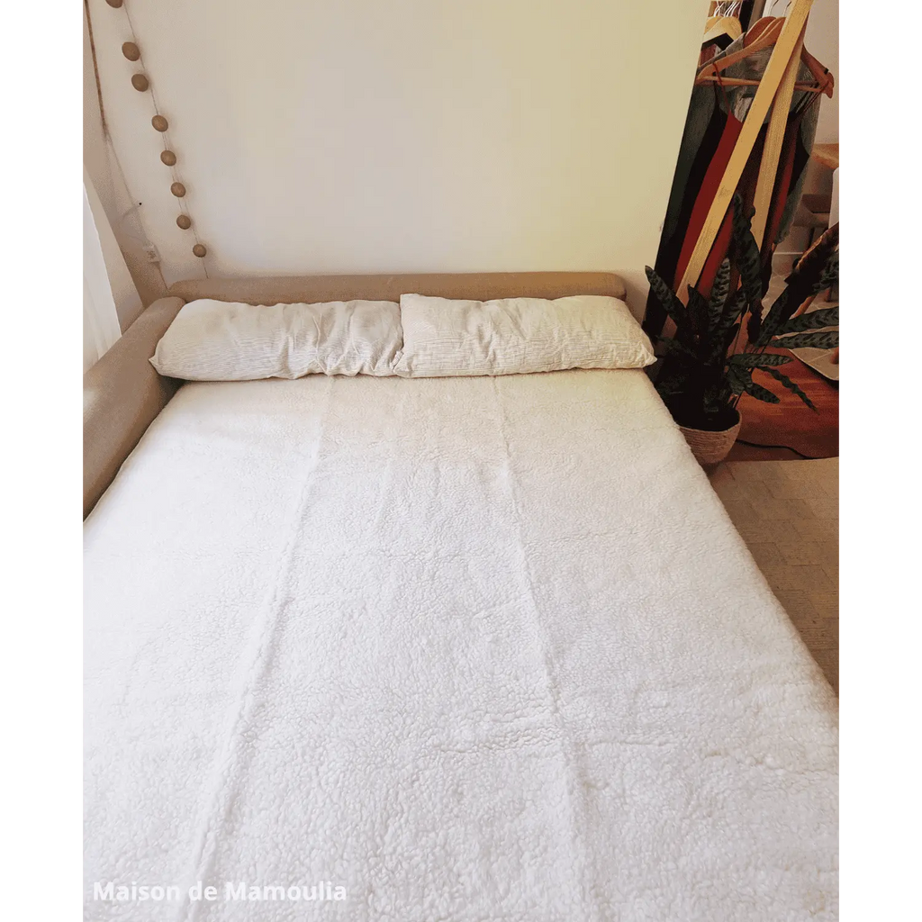 Drap de lit en laine écrue sur trame coton - Maison de Mamoulia Maison de Mamoulia