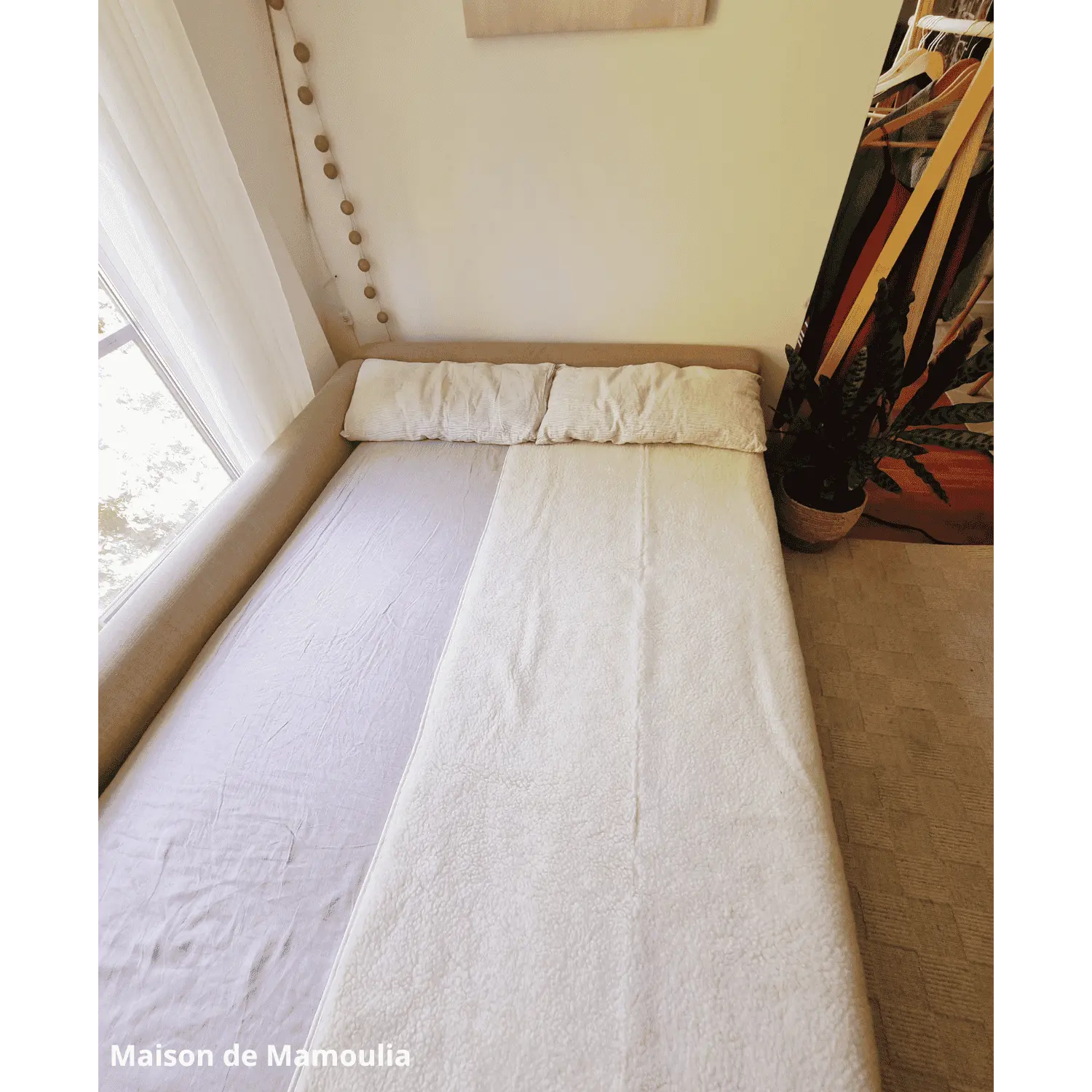 Drap de lit en laine écrue sur trame coton - Maison de Mamoulia Maison de Mamoulia