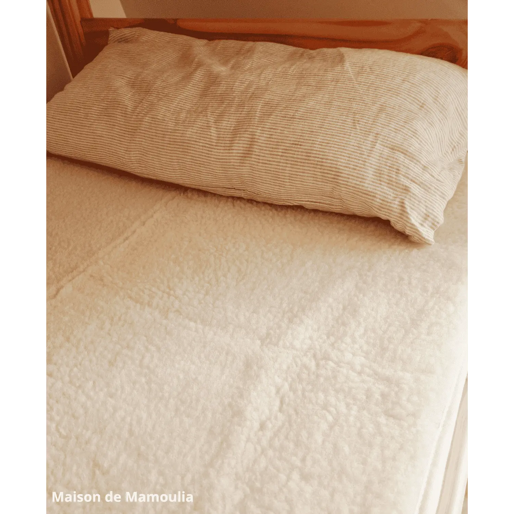 Drap de lit en laine écrue sur trame coton - Maison de Mamoulia Maison de Mamoulia