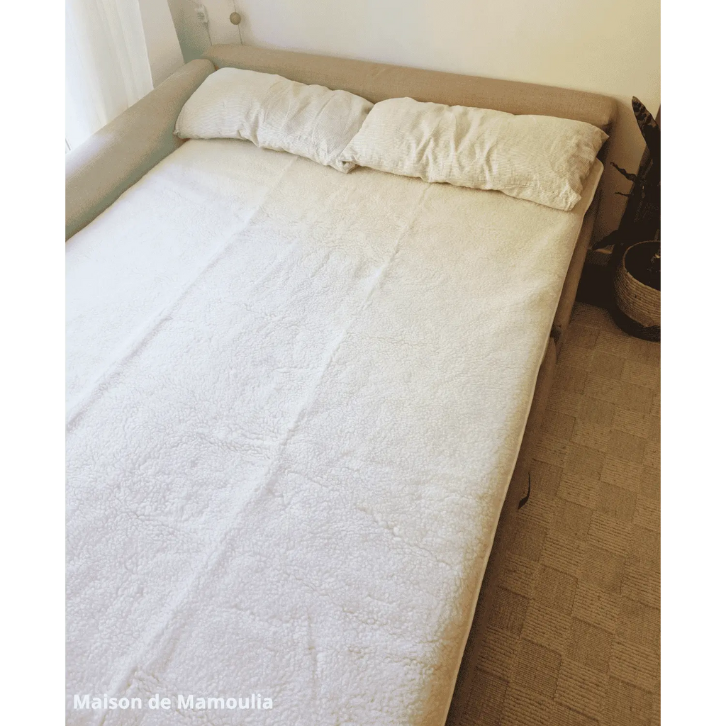 Drap de lit en laine écrue sur trame coton - Maison de Mamoulia Maison de Mamoulia