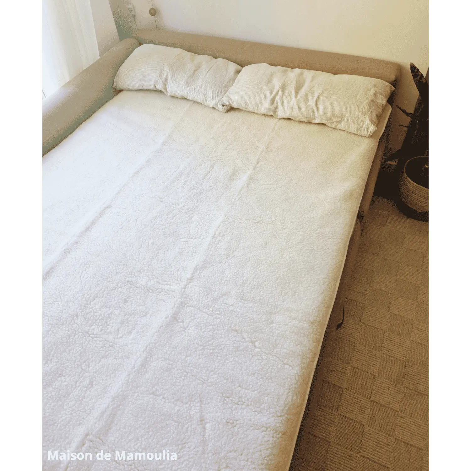 Drap de lit en laine écrue sur trame coton - Maison de Mamoulia Maison de Mamoulia