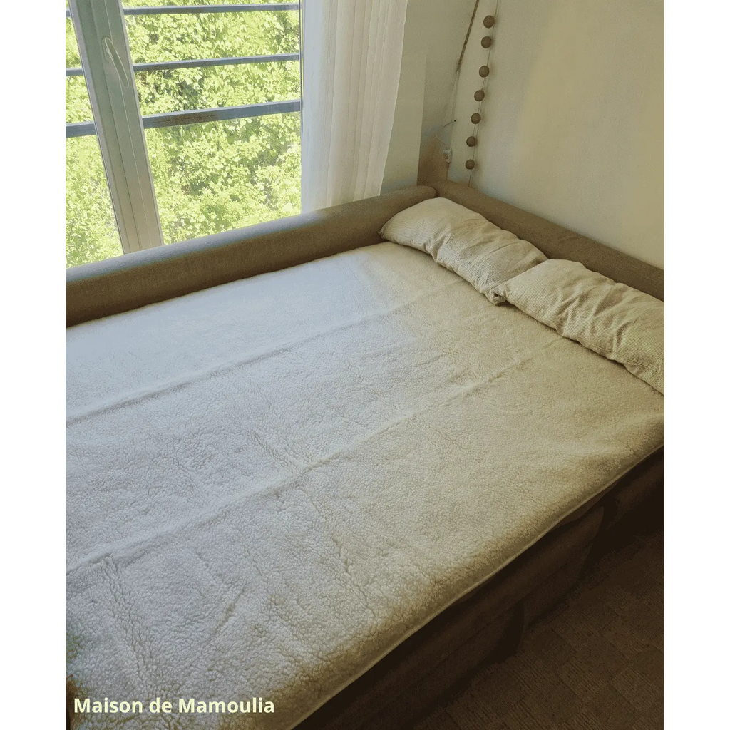 Drap de lit en laine écrue sur trame coton - Maison de Mamoulia Maison de Mamoulia