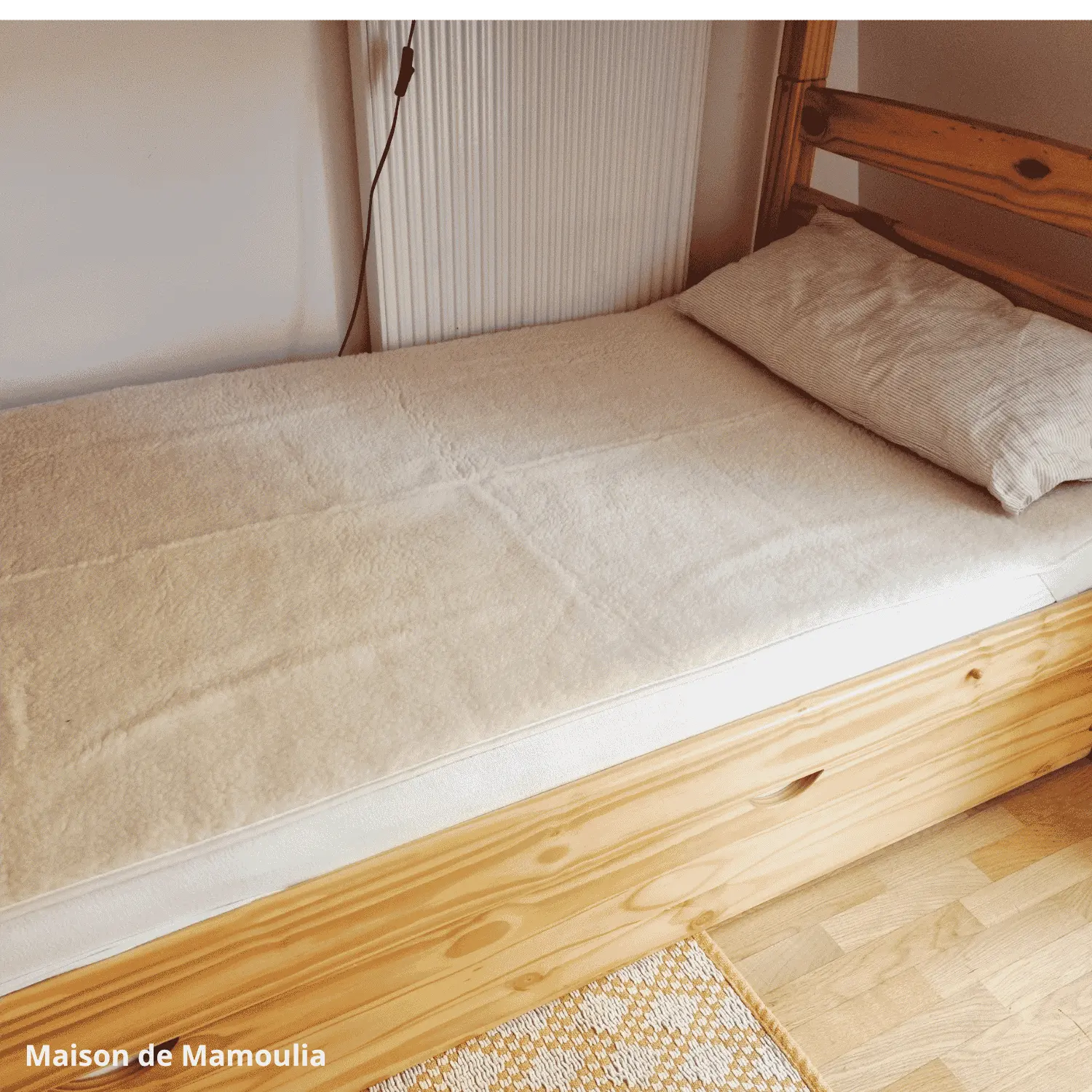 Drap de lit en laine écrue sur trame coton - Maison de Mamoulia Maison de Mamoulia