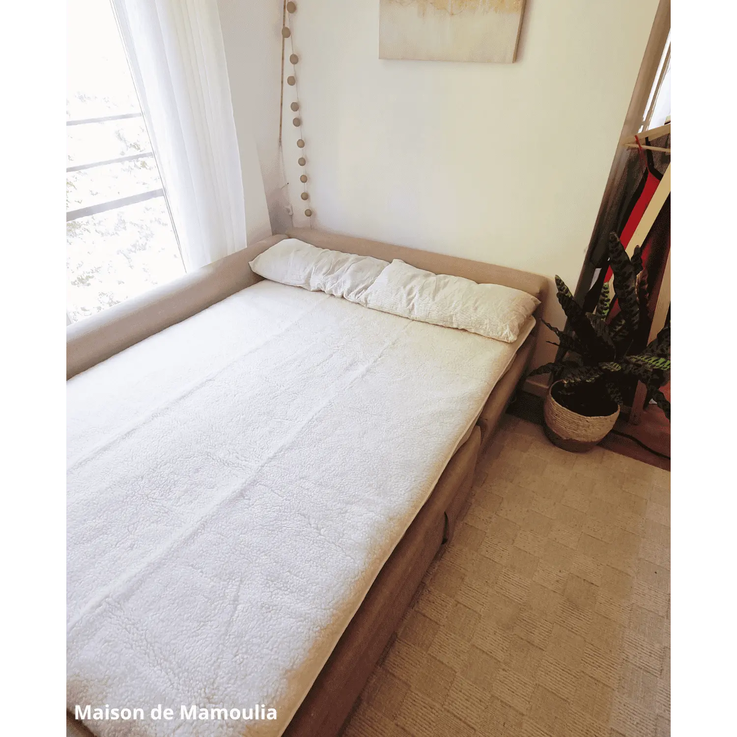 Drap de lit en laine écrue sur trame coton - Maison de Mamoulia Maison de Mamoulia