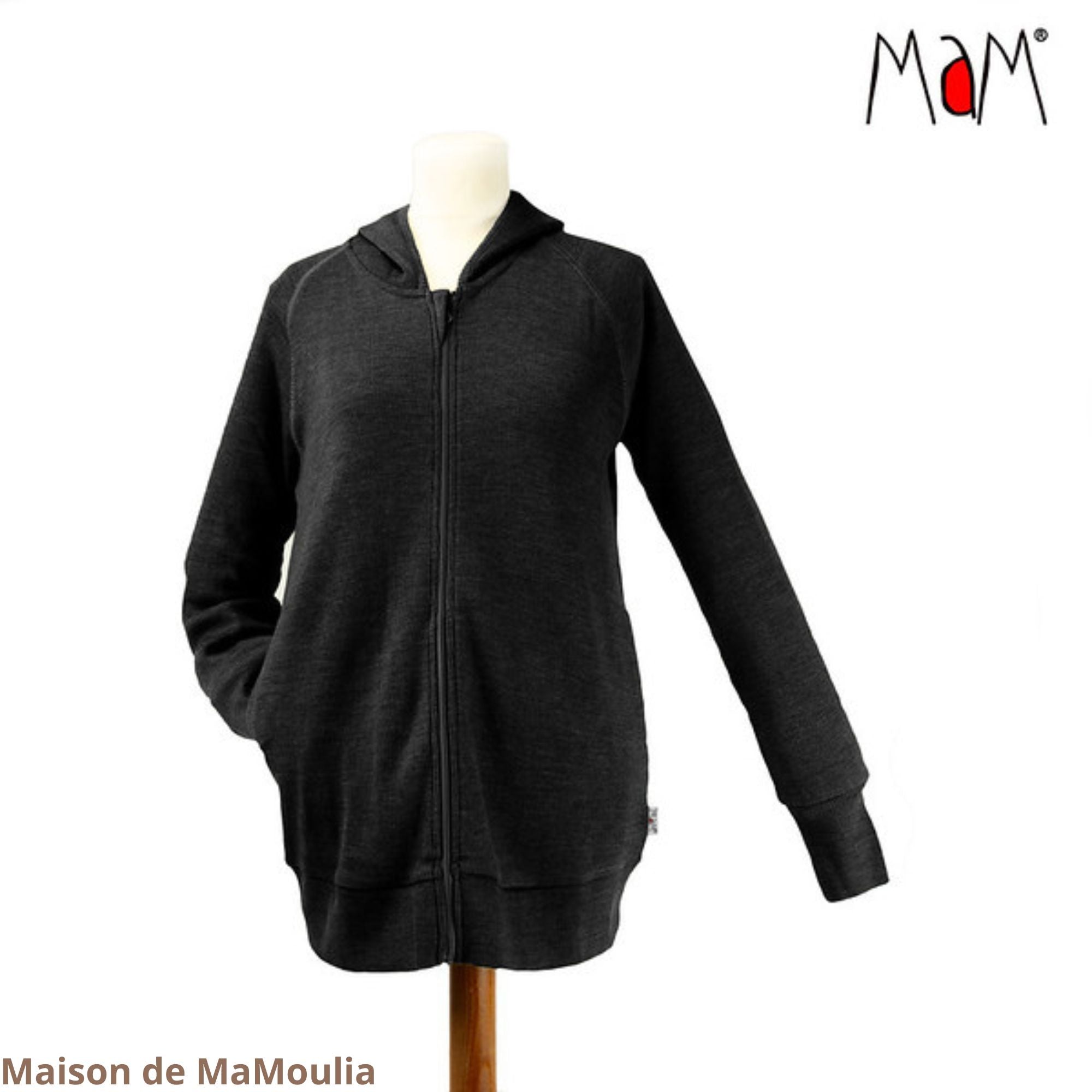 MaM - Gilet à capuche femme et ado, laine mérinos