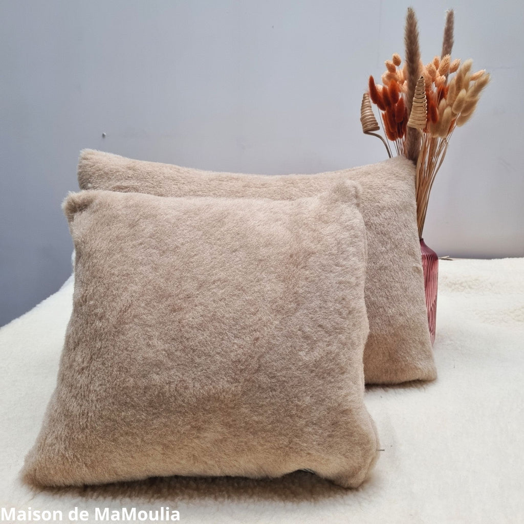 Saling - Housse de coussin, laine-chameau