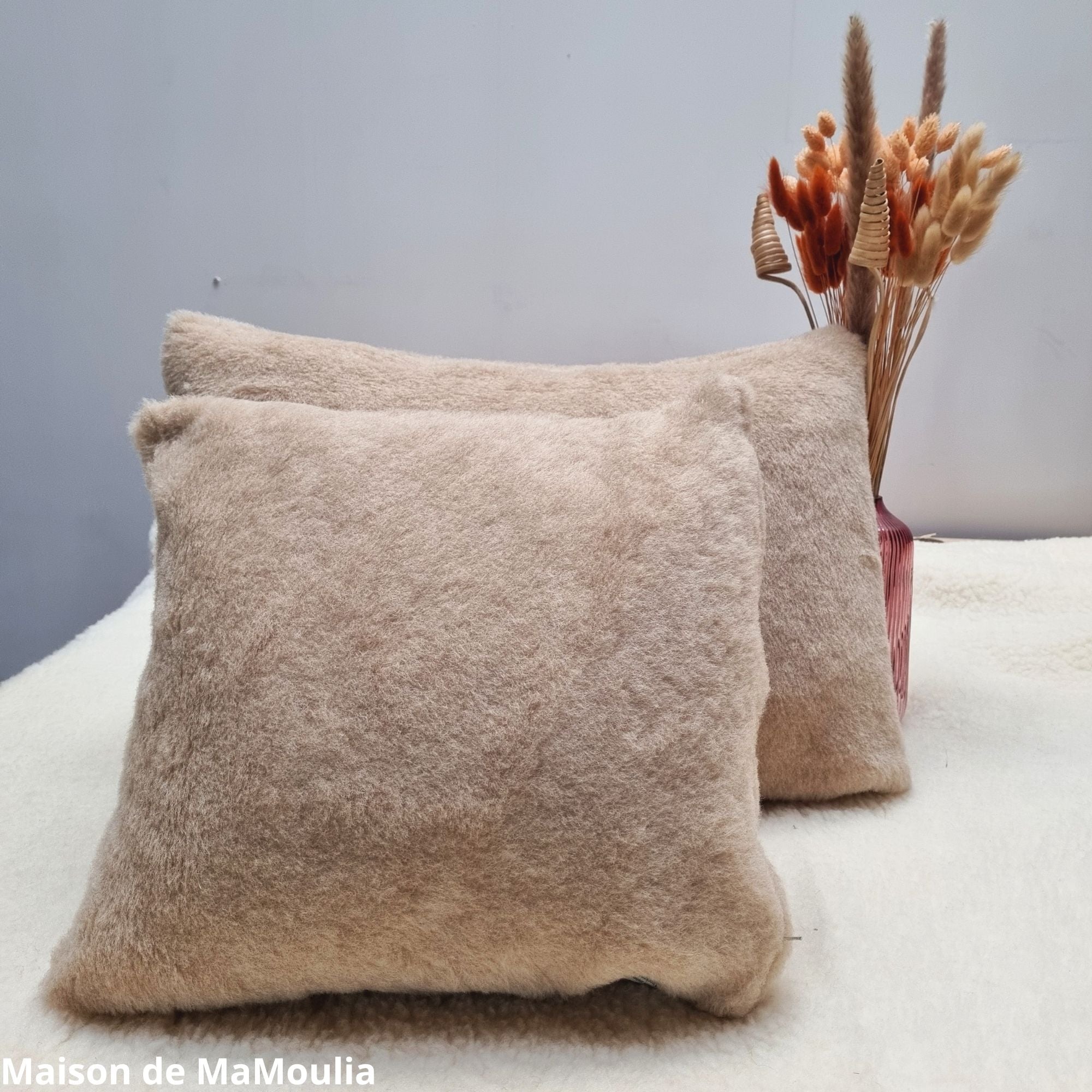 Saling - Housse de coussin, laine-chameau