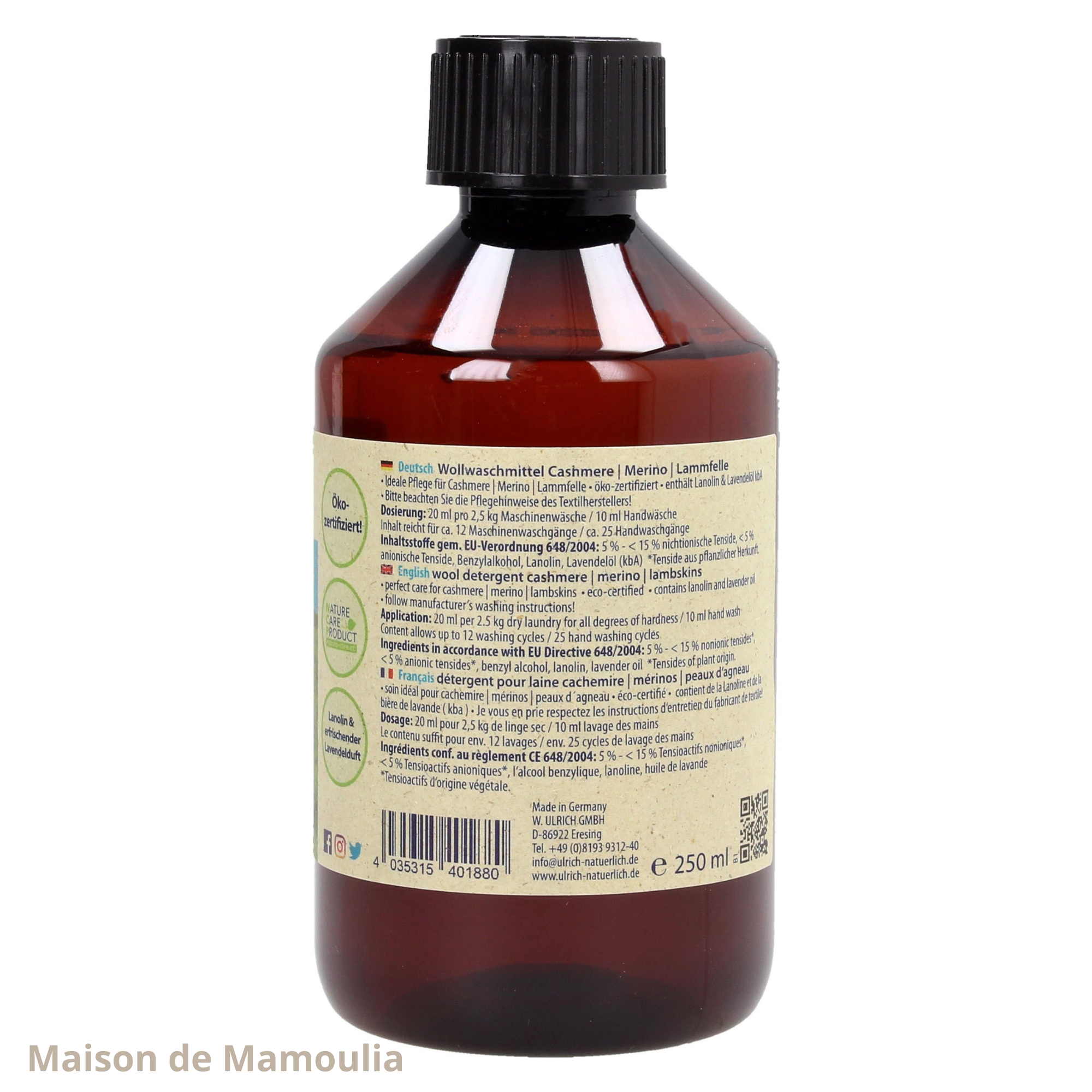 Ulrich - Lessive avec lanoline - Laine et Peaux, 500 ml