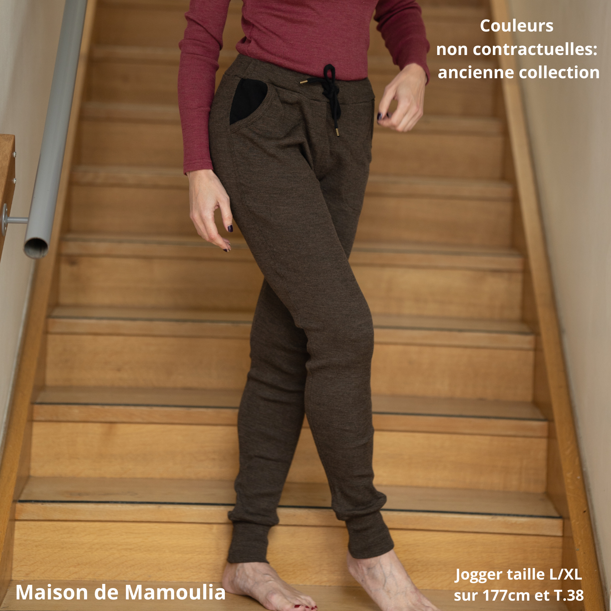 MaM - Pantalon Lounge Joggers femme et ado, laine mérinos