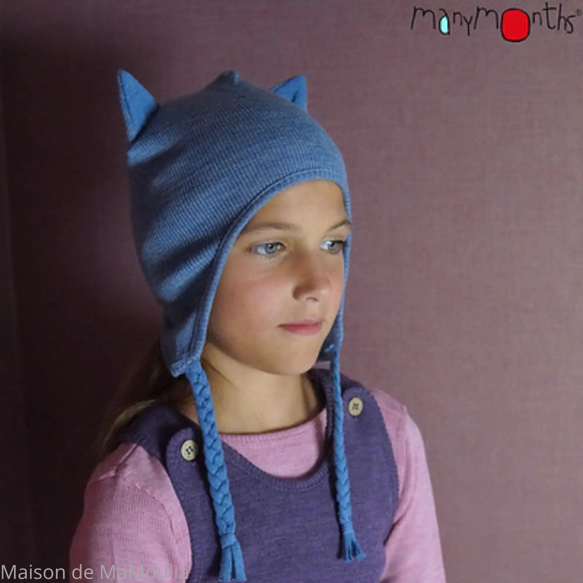 ManyMonths - Bonnet bébé Earflap Beanie - laine mérinos - Kitty ManyMonths