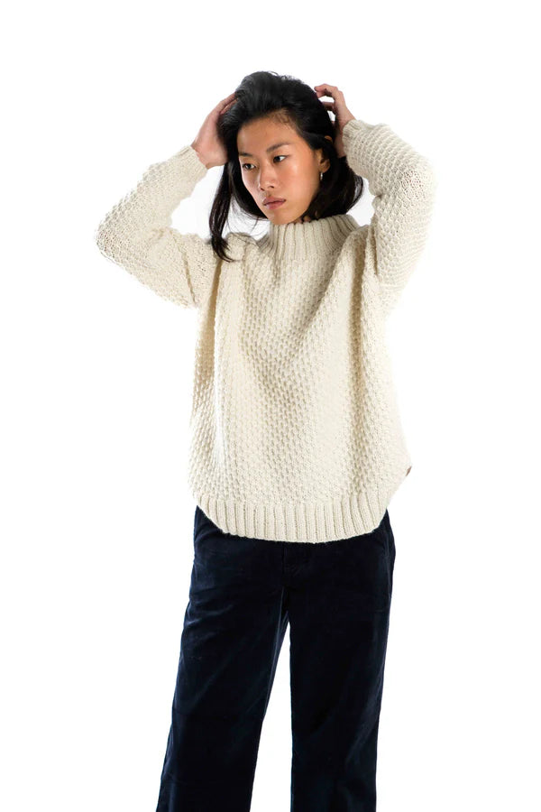 Fuza Wool - Pull Butterfly col rond laine mérinos, tricoté main