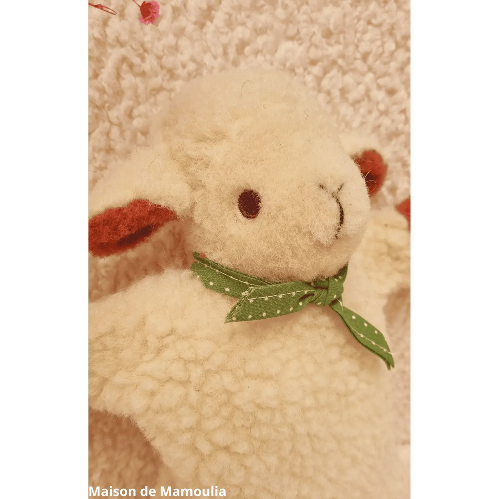 Marionette Bouillotte Mouton - pure laine et noyaux de cerises - 20 cm - Maison de Mamoulia