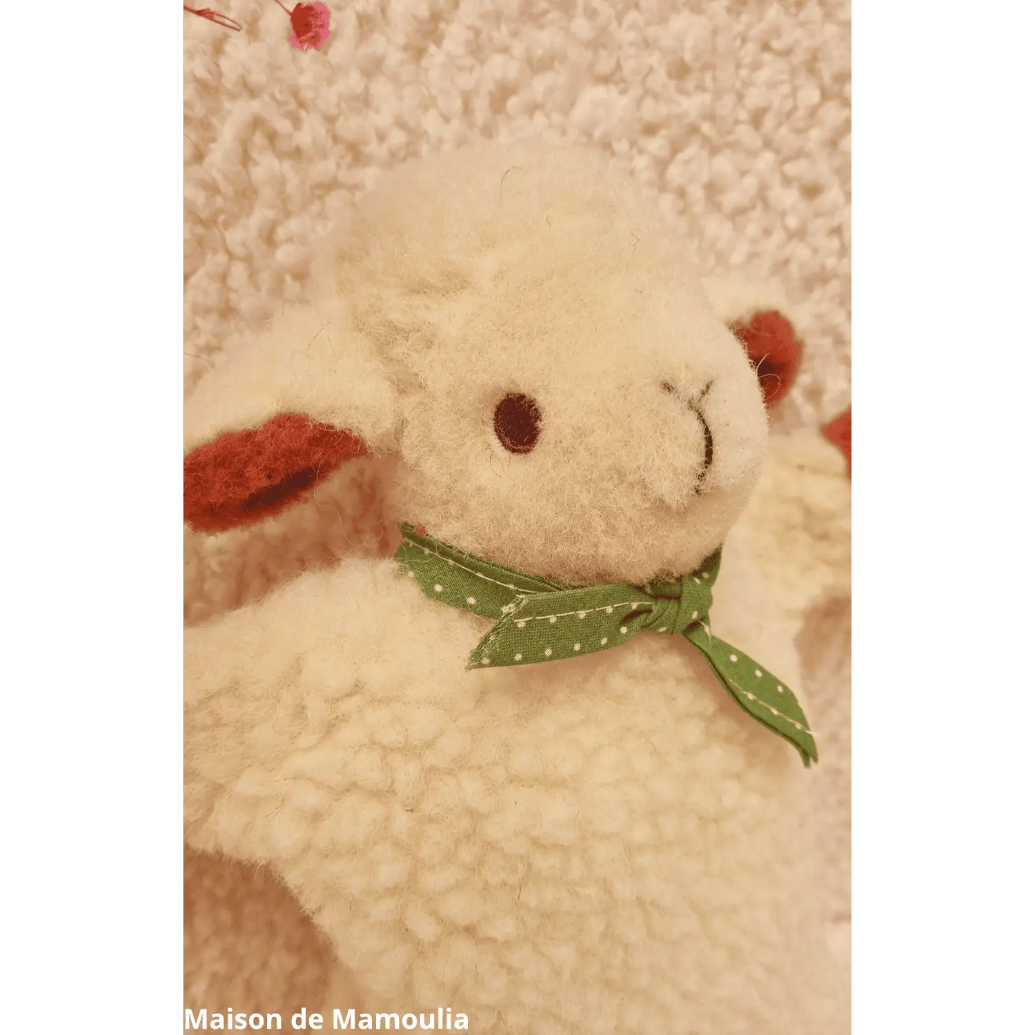 Marionette Bouillotte Mouton - pure laine et noyaux de cerises - 20 cm - Maison de Mamoulia