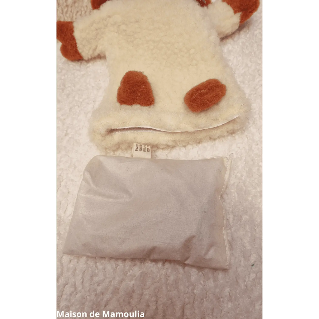 Marionette Bouillotte Mouton - pure laine et noyaux de cerises - 20 cm - Maison de Mamoulia