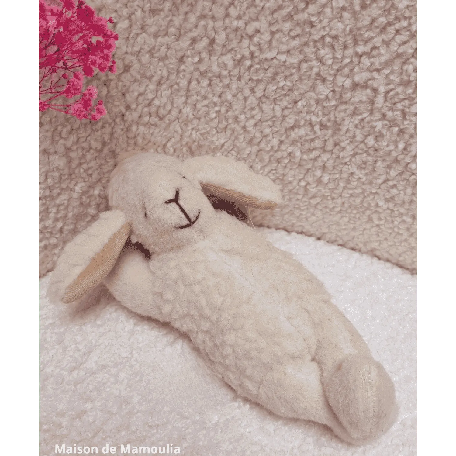 Saling - Peluche Agneau qui dort - pure laine - 26 cm