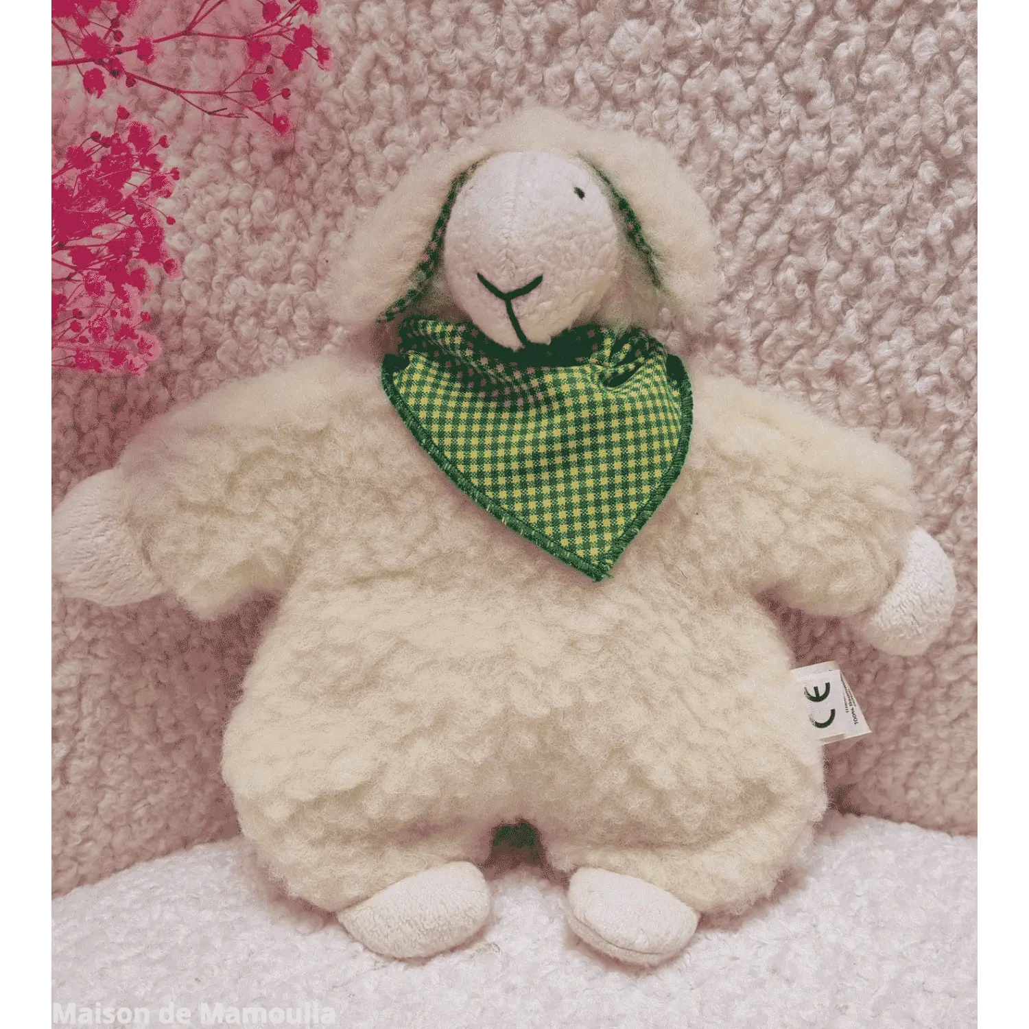 Saling - Peluche Agneau Hugo -  bouillotte noyaux de cerises - 30cm