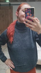 Fuza Wool - Yrsa turtleneck sweater in merino wool, hand-knitted