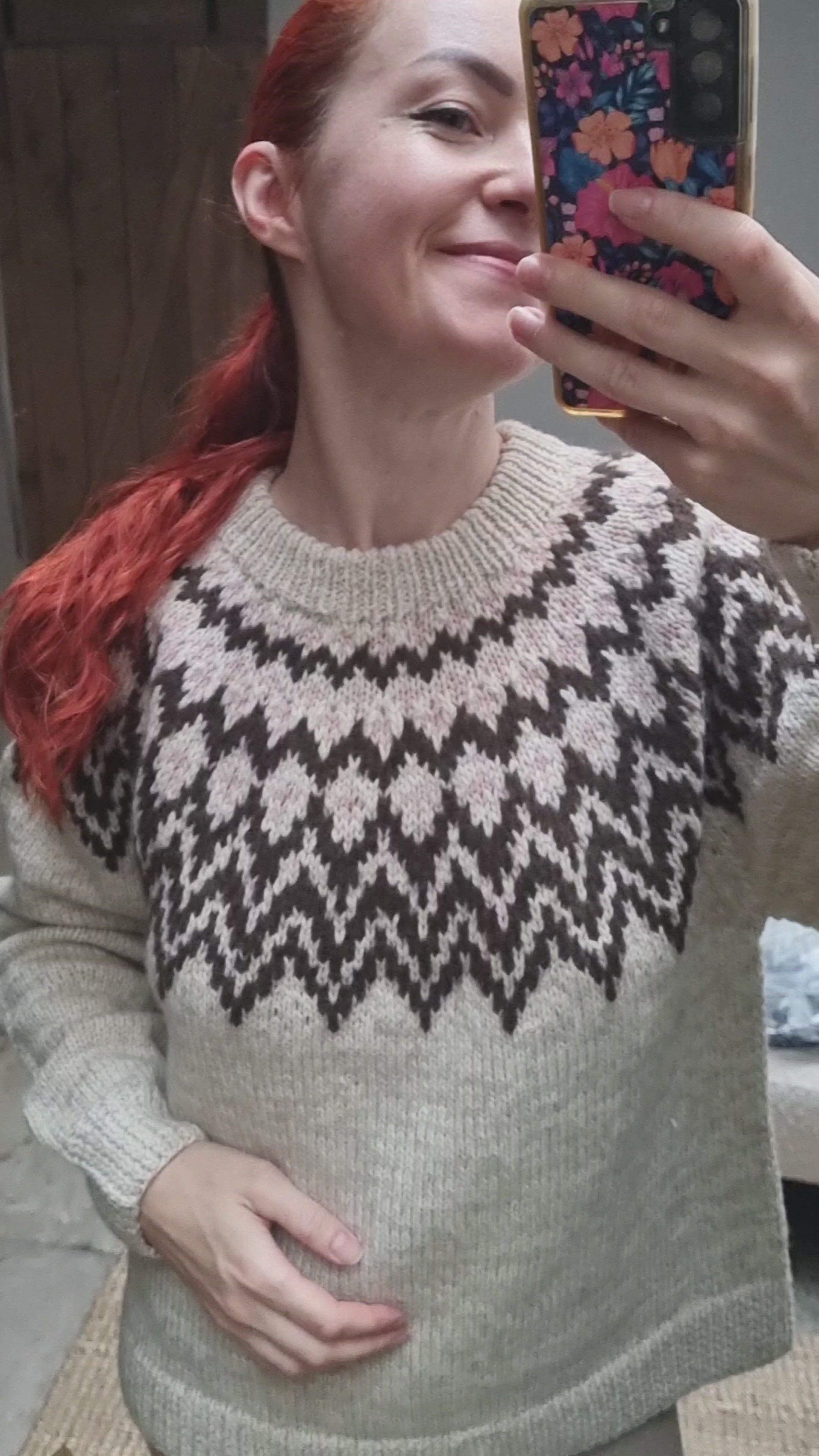 Fuza Wool - Che Che round neck sweater in merino wool, hand-knitted